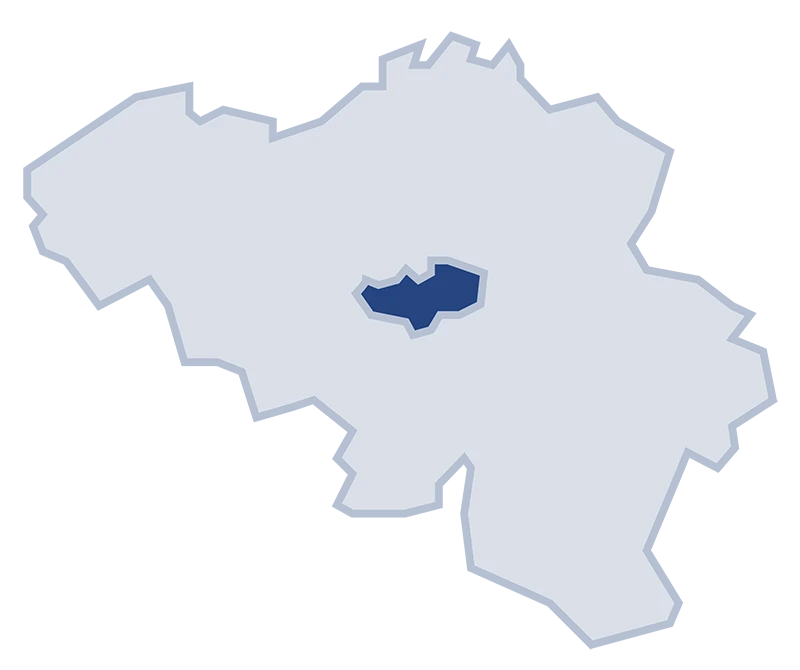 Carte de la Belgique avec le Brabant wallon mis en évidence